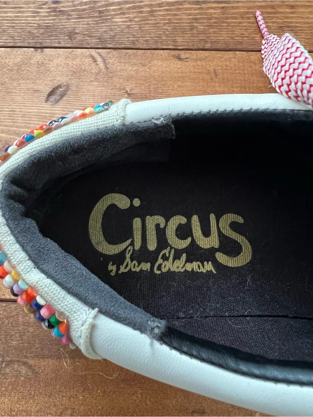 Circus by Sam Edelman White Sneakers Rainbow Beaded Heel Women’s 8